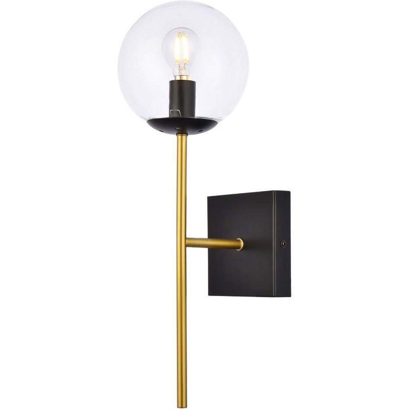 Elegant Lighting Neri 1 light black and brass and clear glass wall sconce