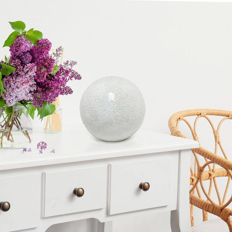 Creekwood Home 8" Crystal Mosaic Patchwork Dome Table Lamp White