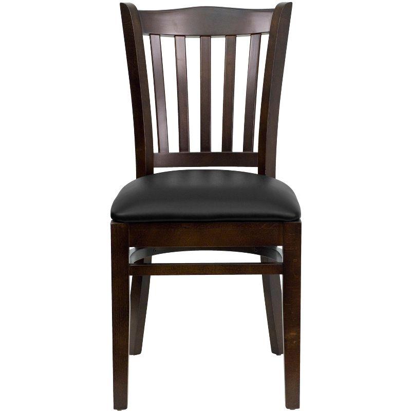 High Slat Windsor Side Chair in Walnut with Black Vinyl Seat