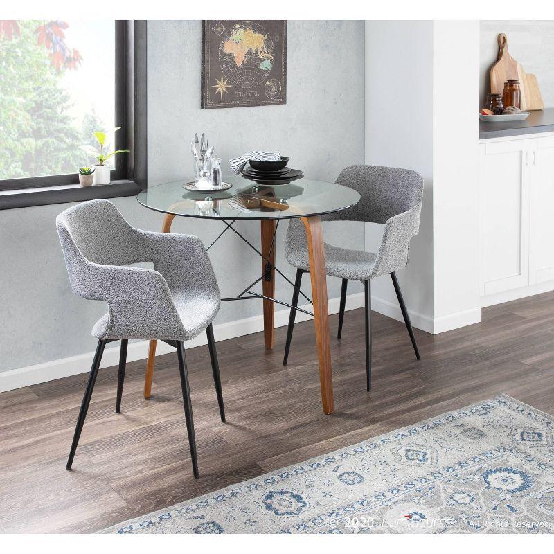 34" Trilogy Round Dining Table Walnut/Clear Glass - LumiSource: Mid-Century Modern Style, Seats 4