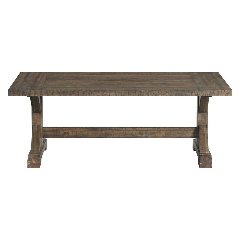 Rustic Trestle Base Rectangular Coffee Table in Walnut