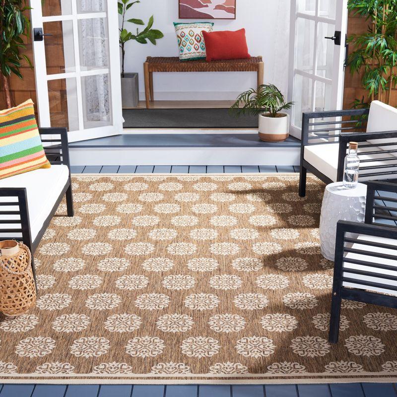 Beige and Cream Rectangular Stain-Resistant Synthetic Area Rug