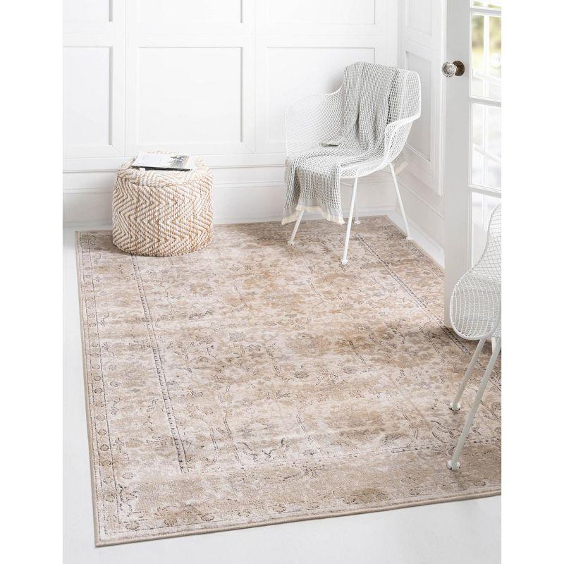 Unique Loom Portland Collection Area Rug - Central (7' 1" x 10' Rectangle Ivory/Gray)