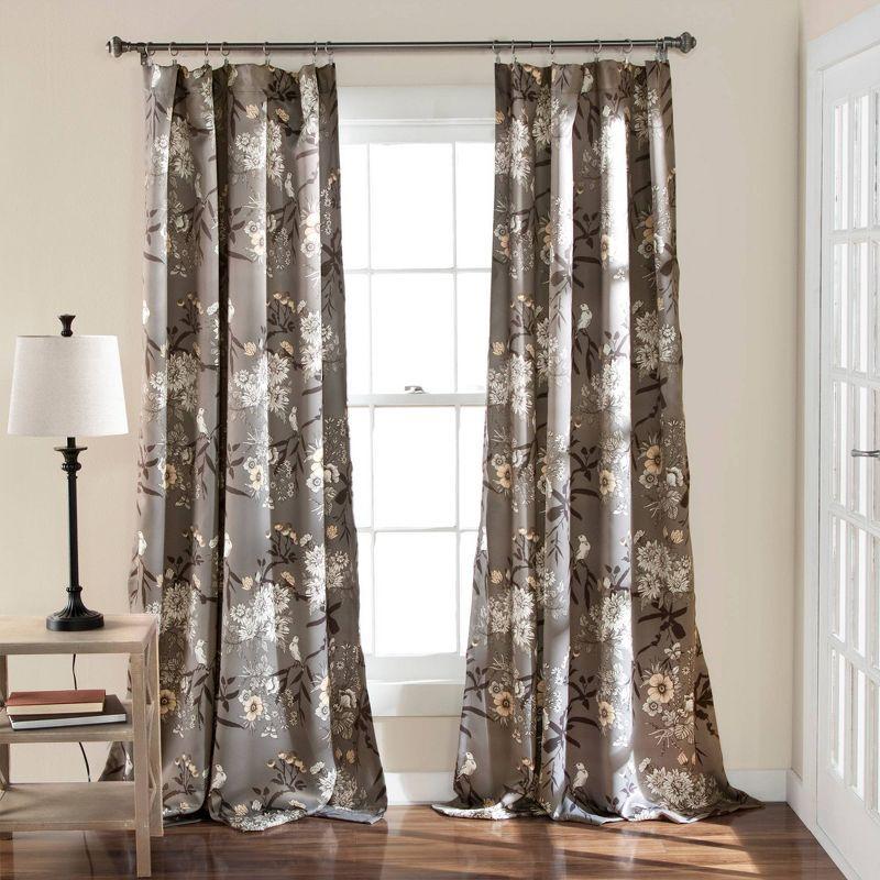 Botanical Garden Polyester Room Darkening Curtain Pair