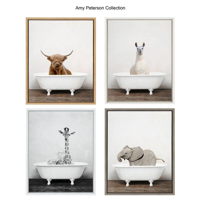 18" x 24" Sylvie Highland Cow in Tub Color Framed Canvas Wall Art by Amy Peterson Natural - Kate and Laurel