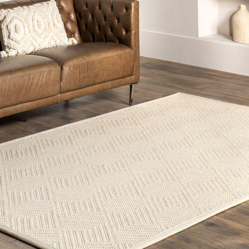 Handmade Cream Wool and Synthetic Kids Reversible Rug, 5' x 8'