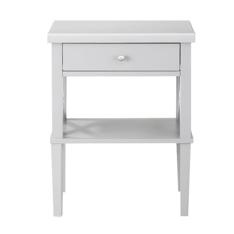 Comfort Pointe Marta Nightstand Dove Gray: Hardwood & MDF, Full Extension Drawer, Open Shelf