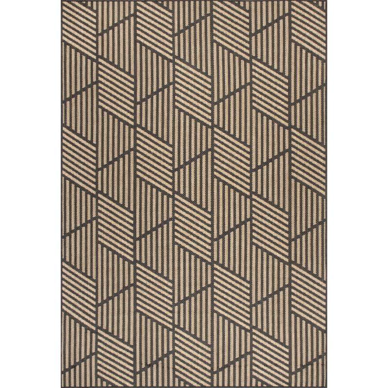 Charcoal Geometric 5' x 8' Synthetic Indoor/Outdoor Area Rug