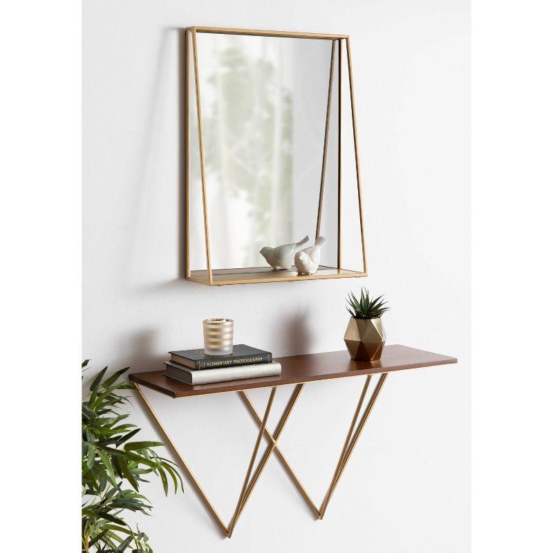 18" x 24" Lintz Functional Wall Mirror Gold - Kate & Laurel All Things Decor: Modern Rectangle, No Assembly Required