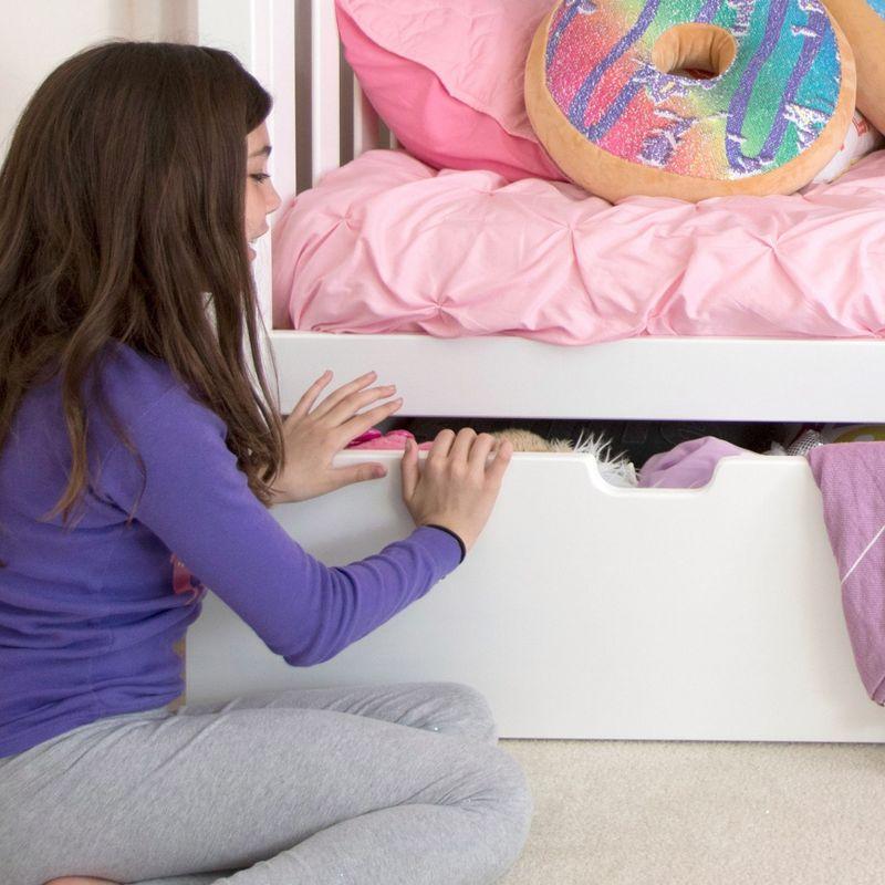 White Twin Platform Bed with Underbed Storage Drawers