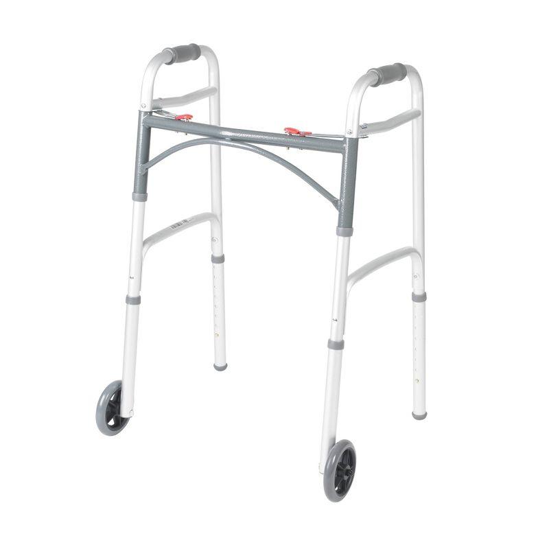 Drive Medical PreserveTech Deluxe Two Button Folding Walker with 5" Wheels