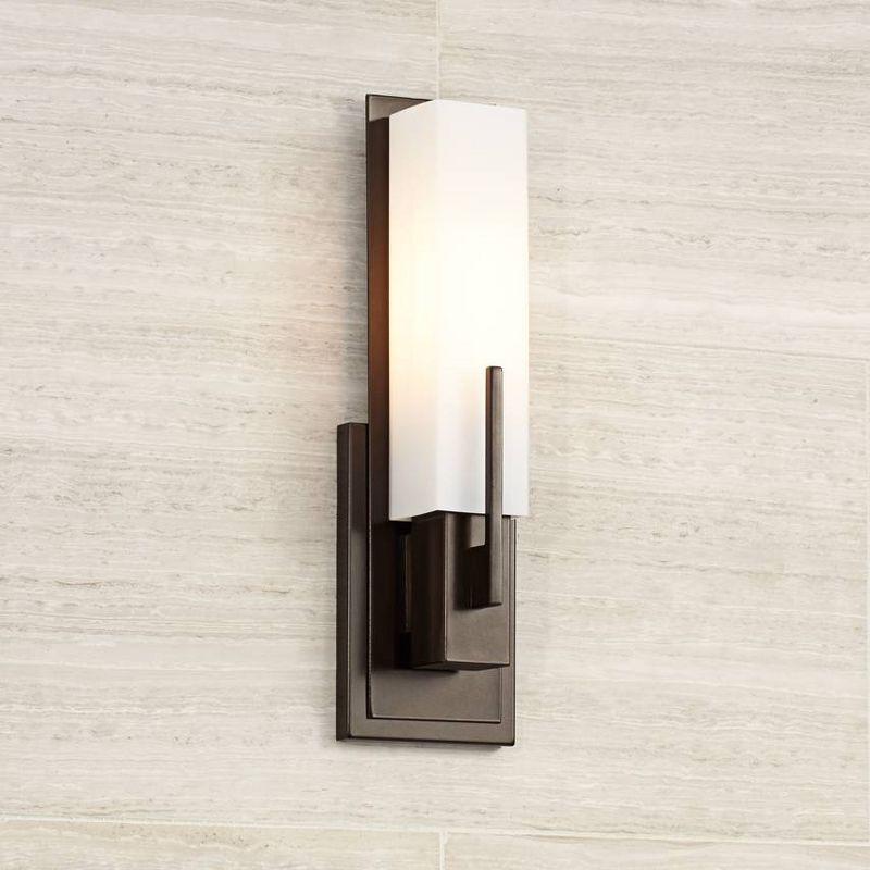 Midtown Bronze Finish Modern Wall Sconce with Opal White Glass