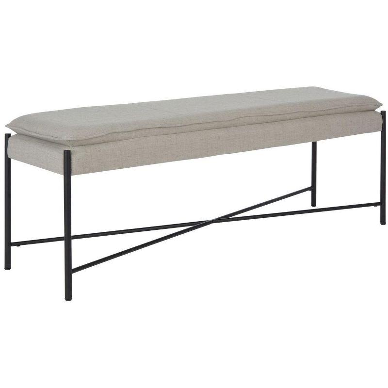 Kara Cushioned X Bench - Light Grey Linen/Black - Safavieh