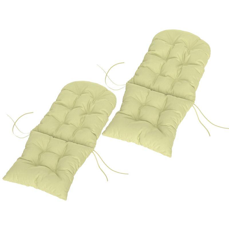 Outsunny Adirondack Chair Cushions Set of 2, Tufted High Back Patio Chair Cushions with Ties, Non-Slip Cushions for Adirondack Chairs, Beige