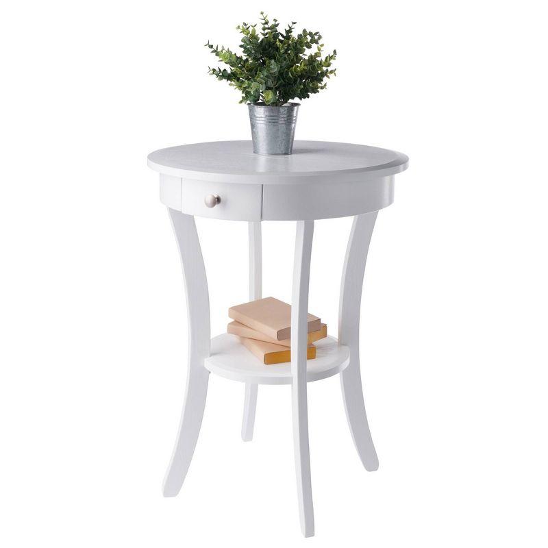 Sasha Round Accent Table - White - Winsome: Wood Composite, Veneer, Shelf Storage, Spot Clean