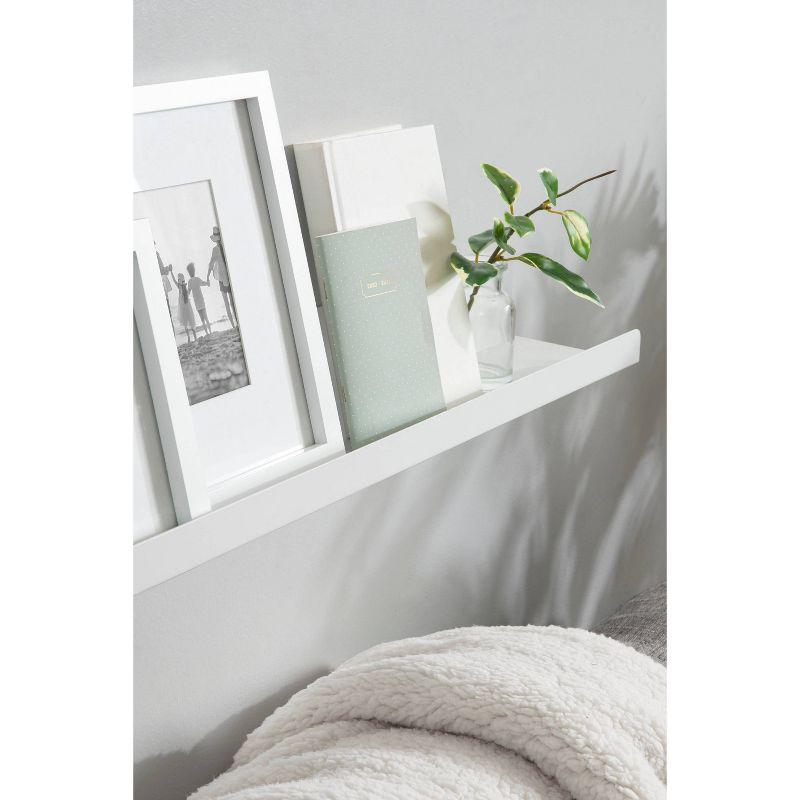 Kate & Laurel All Things Decor 36" x 5" Mezzo Modern Metal Ledge Shelf White: Wall Mounted, Includes Hardware