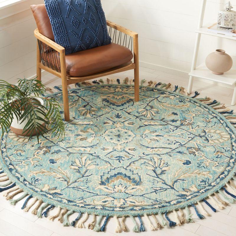 Blossom BLM457 Hand Tufted Area Rug - Blue/Ivory - 6' Round - Safavieh.