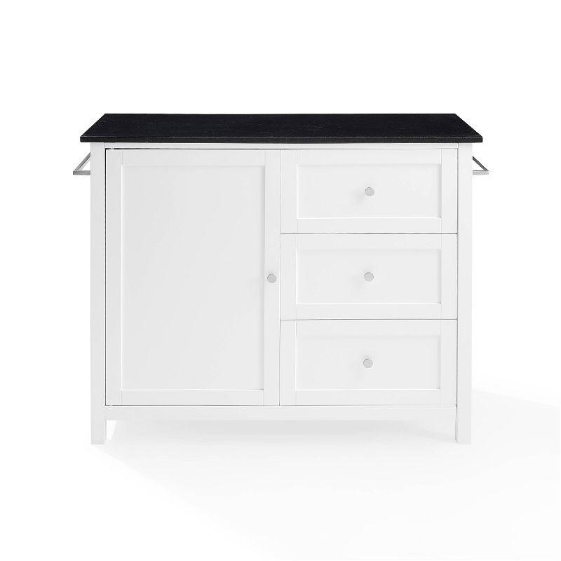 Crosley Soren Granite Top Kitchen Island/Cart Black/White: Traditional Style with Caster Wheels, Storage & Assembly Tools Provided
