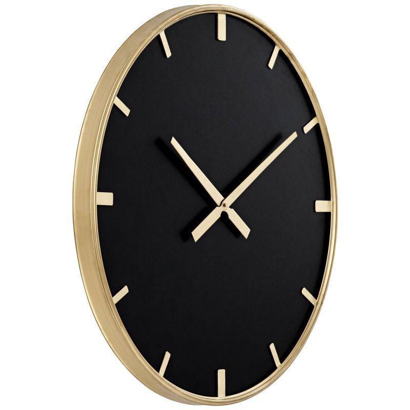 River Parks Studio Canterbury Gold and Glossy Black 23 1/2" Round Wall Clock