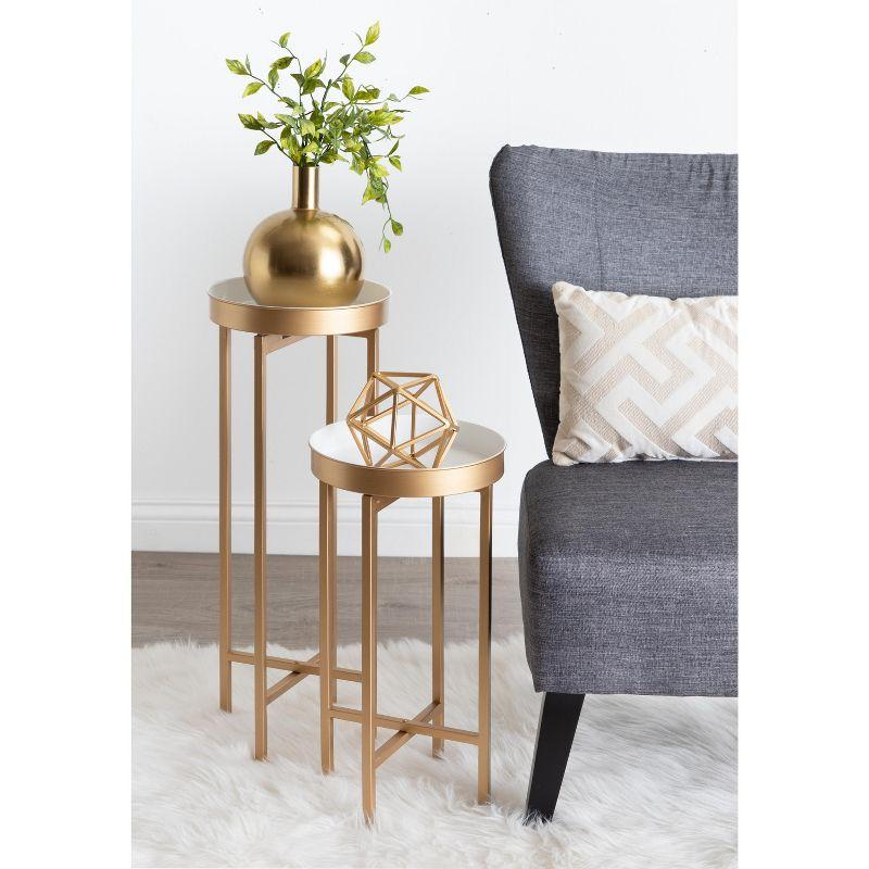 Kate and Laurel Celia Round Metal Nesting Table, 2 Piece, White and Gold