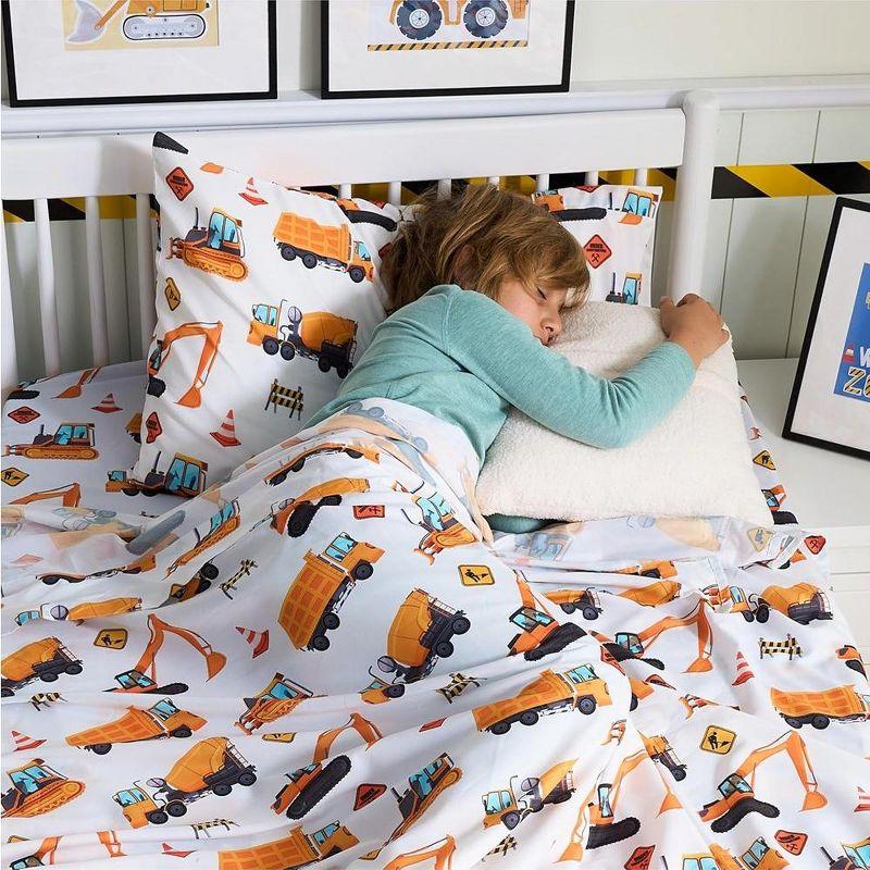 SYNCFUN Kids Full Sheet Set Construction Vehicle - 4 Piece Soft Microfiber Bed Sheets - Cozy Toddler Bedding Set for Boys Girls Teens