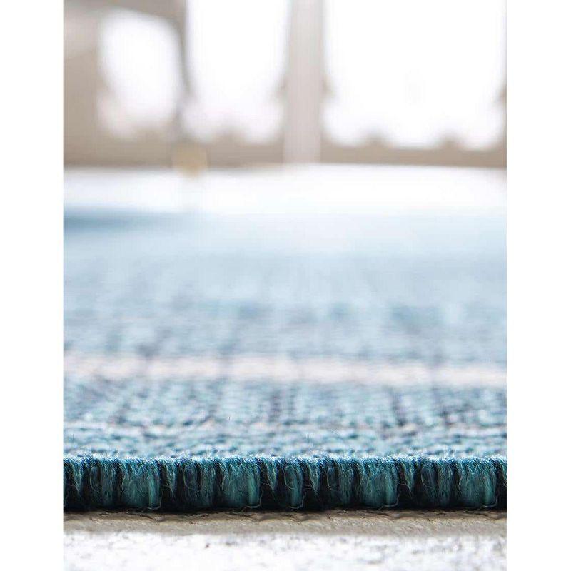 Unique Loom 9' 0 x 12' 2 Rectangle Indoor/Outdoor Border Teal Area Rug