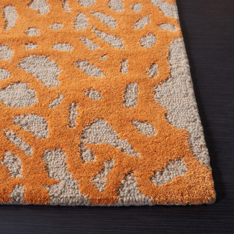 Blossom BLM695 Hand Hooked Indoor Area Rug - Grey/Orange - 5'x8' - Safavieh