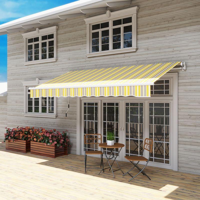 Outsunny 2'' Polyester Beige Cover Retractable Patio Awning