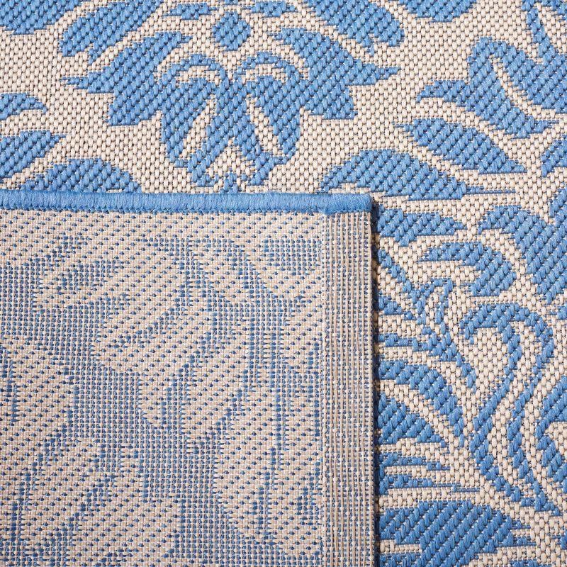 Beach House BHS135 Power Loomed Indoor/Outdoor Area Rug - Cream/Blue - 6'7"x6'7" - Safavieh