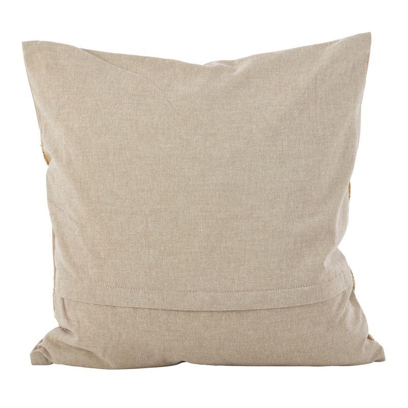 Saro Lifestyle Embroidered Floral Design Beaded Cotton Poly Filled Throw Pillow, Green, 18" x 18"