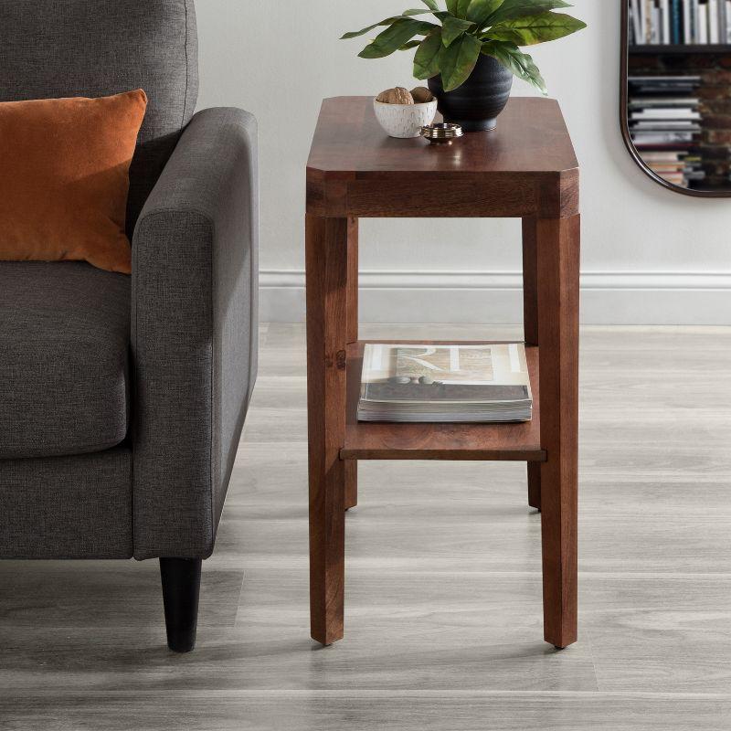 Talcott Walnut Brown Mango Wood Two-Tier End Table