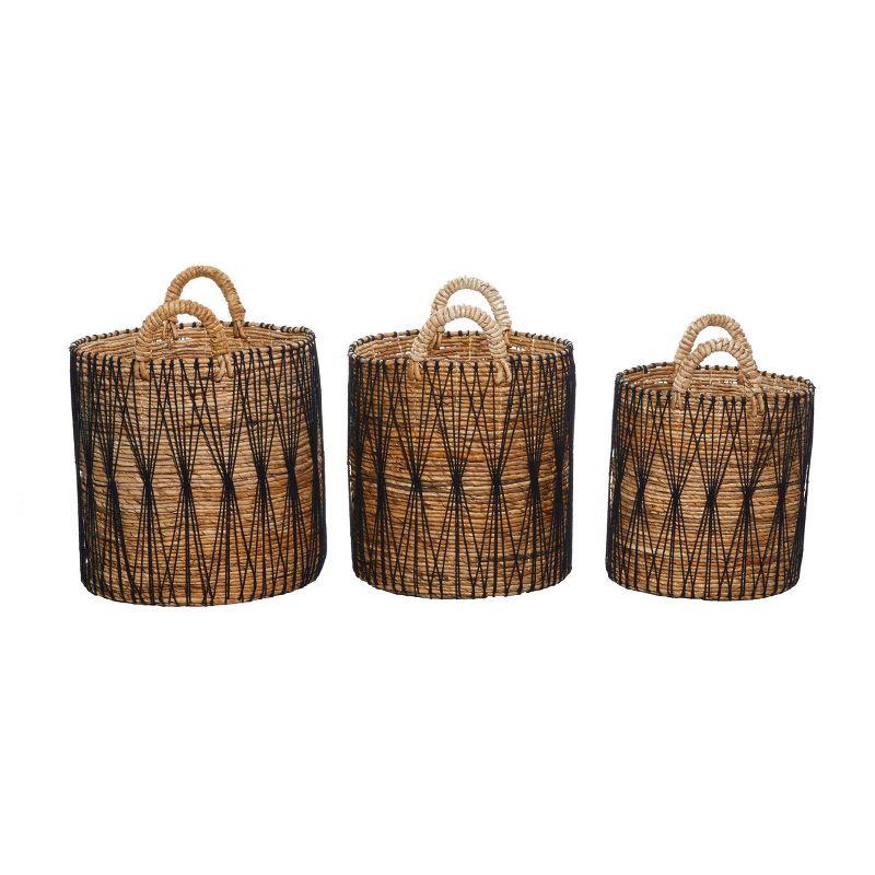 Banana Leaf Handmade String Detail Decorative and Functional Storage Basket with Handles