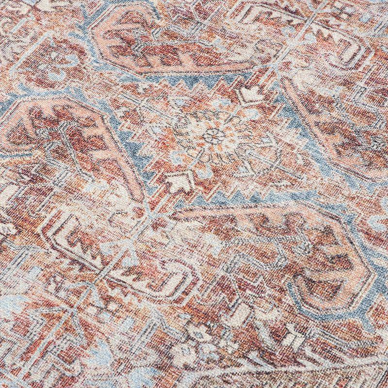 World Rug Gallery Vintage Distressed Machine Washable Area Rug- RED 5' X 7'