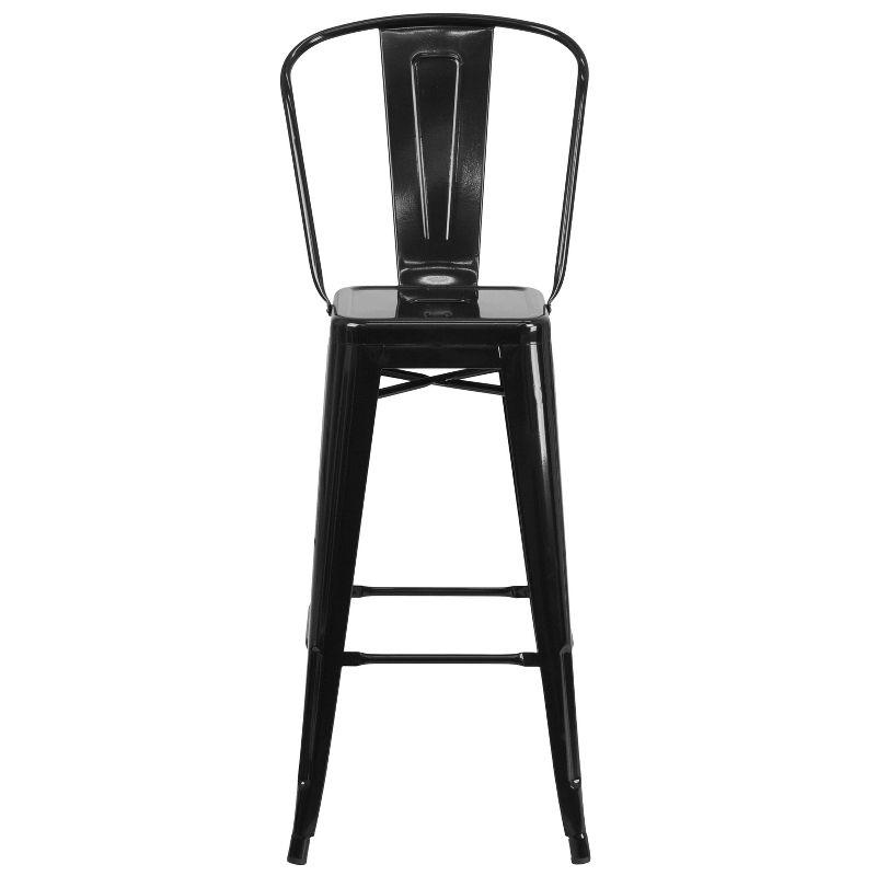 Merrick Lane Metal Stool with Removable Back for Indoor-Outdoor Use