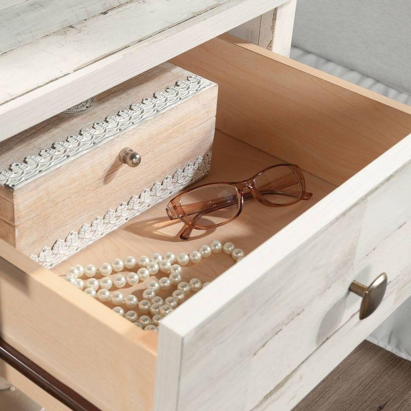River Ranch Nightstand with Drawer White Plank - Sauder: Farmhouse Style Bedside Table with Open Shelf