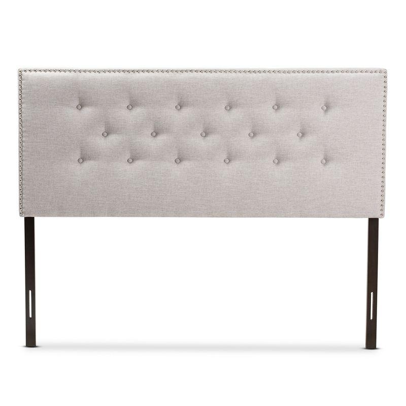 Queen Windsor Modern and Contemporary Fabric Upholstered Headboard Beige - Baxton Studio: Durable Polyester, Nailhead Trim