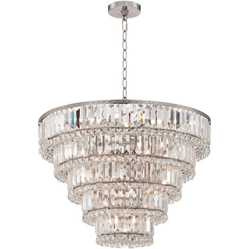 Vienna Full Spectrum Magnificence Satin Nickel Chandelier 24 1/2" Wide Modern Faceted Crystal Glass 15-Light LED Fixture for Dining Room House Kitchen