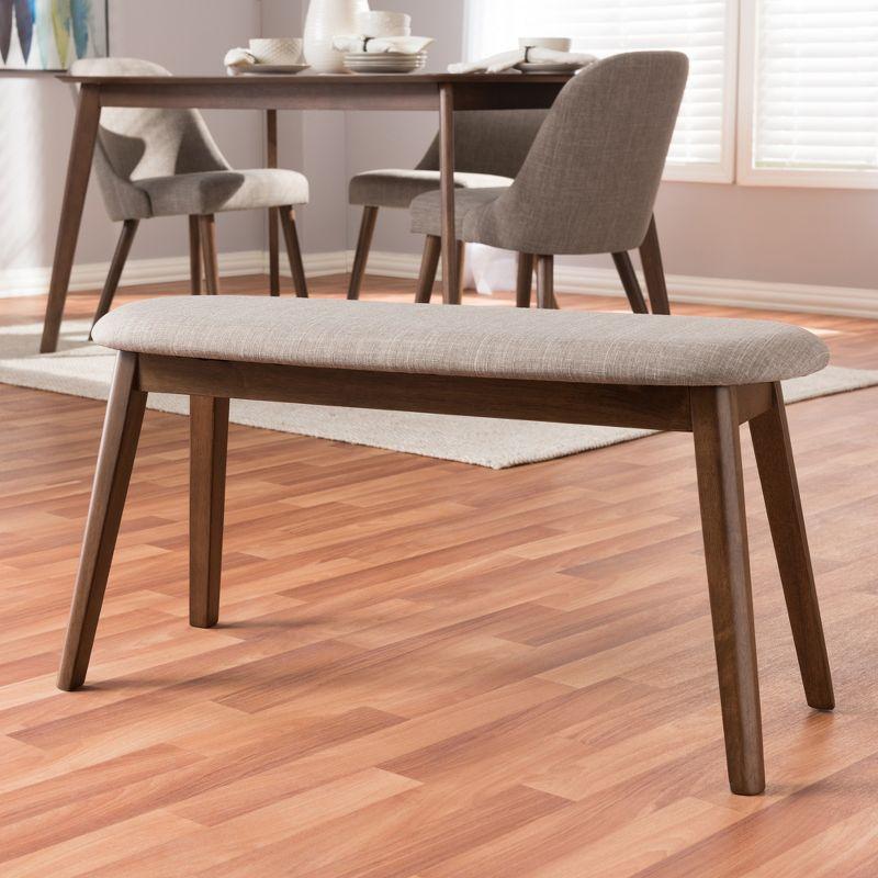 Baxton Studio Easton Mid Century Modern Walnut Finished Wood Fabric Upholstered Bench: Bedroom & Dining Seating