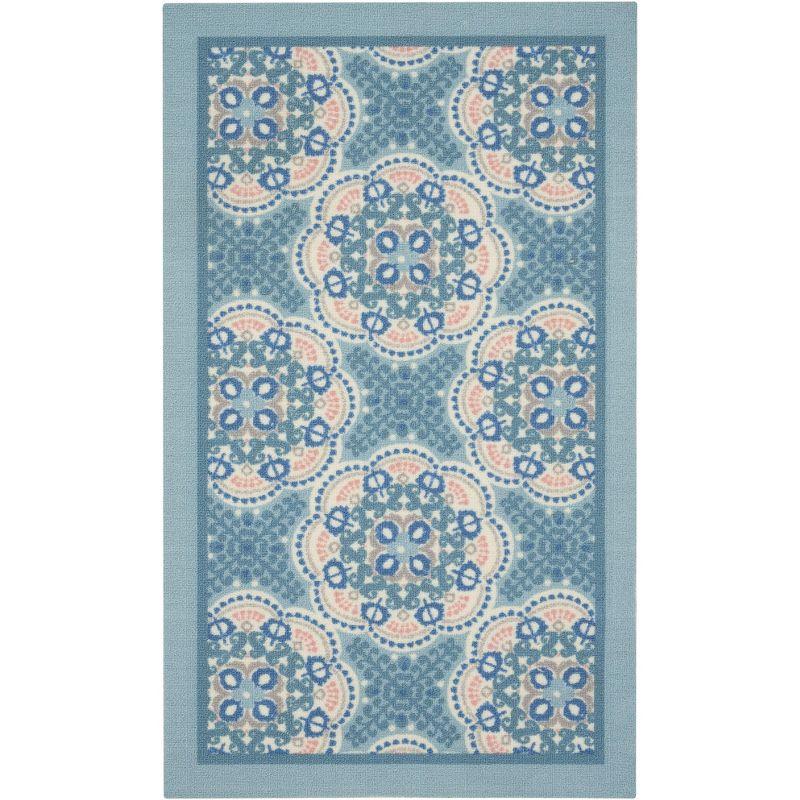 Waverly Floral Blue Outdoor Area Rug
