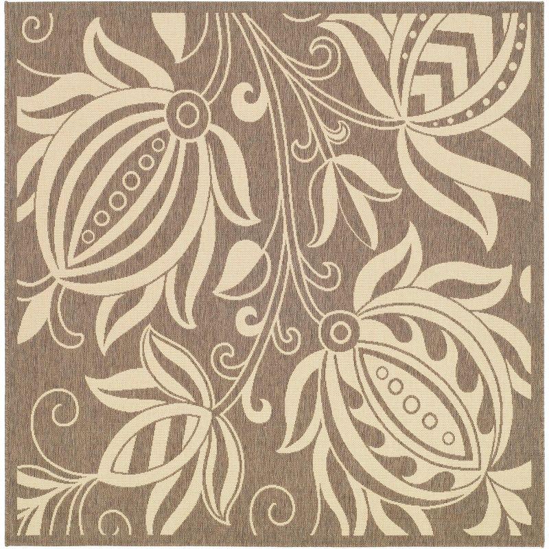 Courtyard CY2961 Power Loomed Indoor and Outdoor Area Rug - Brown/Natural - 7'10"x7'10" - Safavieh