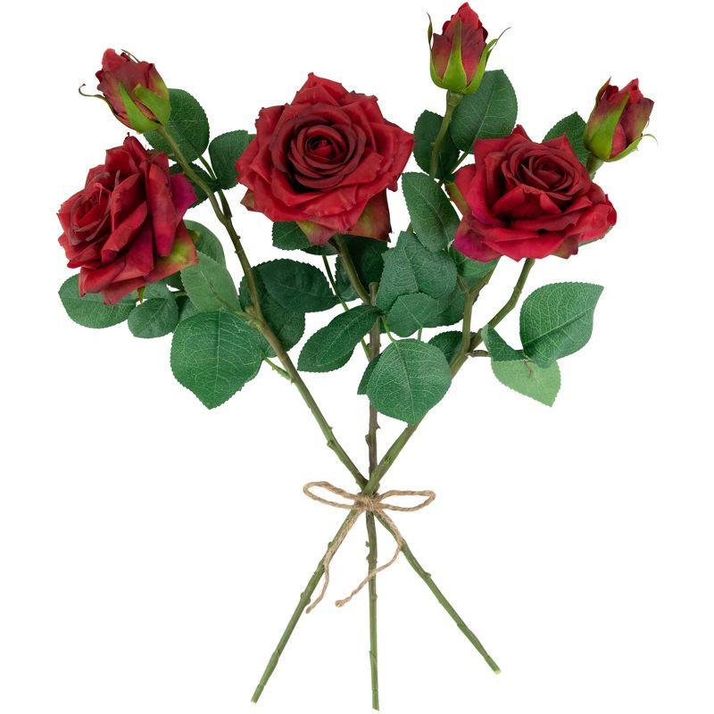 Northlight Real Touch™ Red Artificial Rose Stems, Set of 6 - 19"