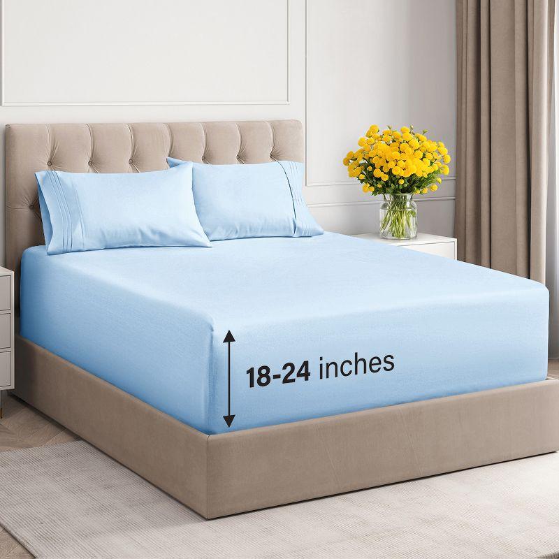4 Piece Ultra Soft & Cooling Deep Pocket Sheet Set Brushed Hotel Luxury Bed Sheets