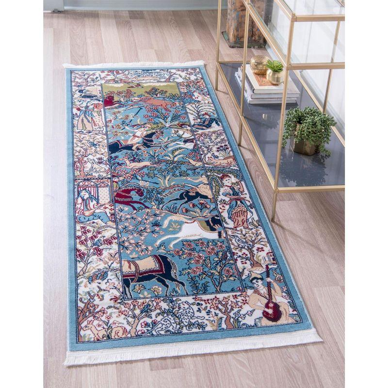 Unique Loom Narenj Birmingham Area Rug ,Blue ,3'x13'