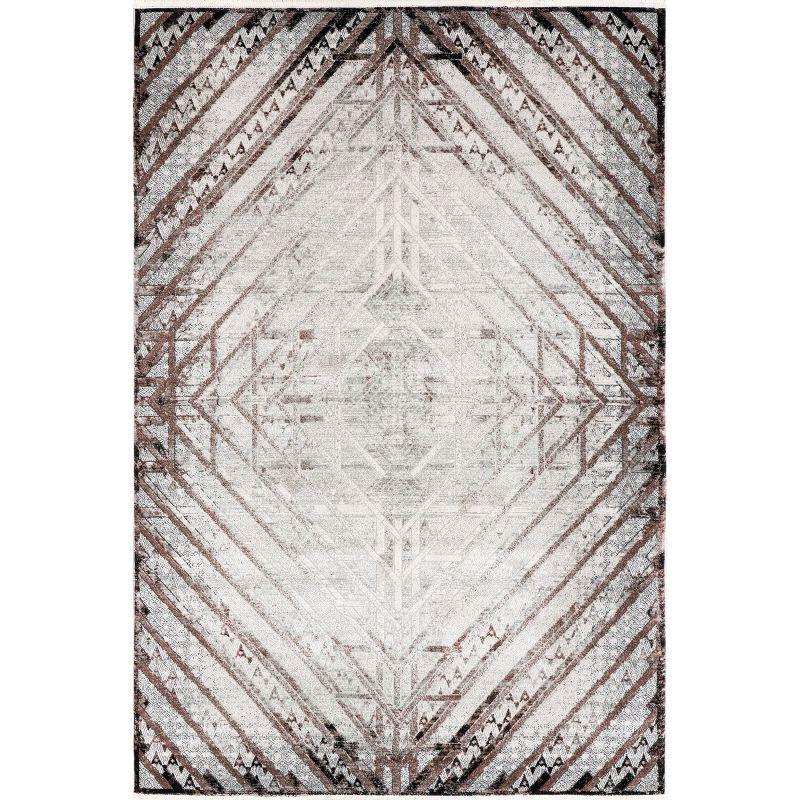 Red Geometric Synthetic Easy Care Area Rug