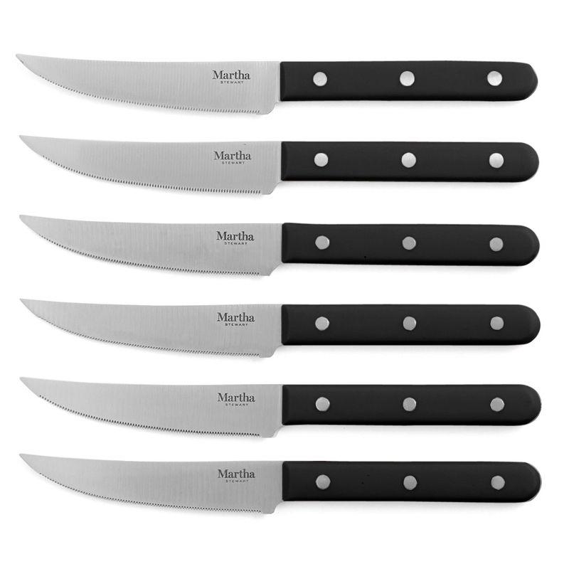 14-Piece Black Stainless Steel Knife Set with Acacia Block