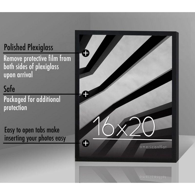 Americanflat 16x20 Poster Frame with Polished Plexiglass - Streamline Collection - Thin Border Picture Frame for Wall Display - Black