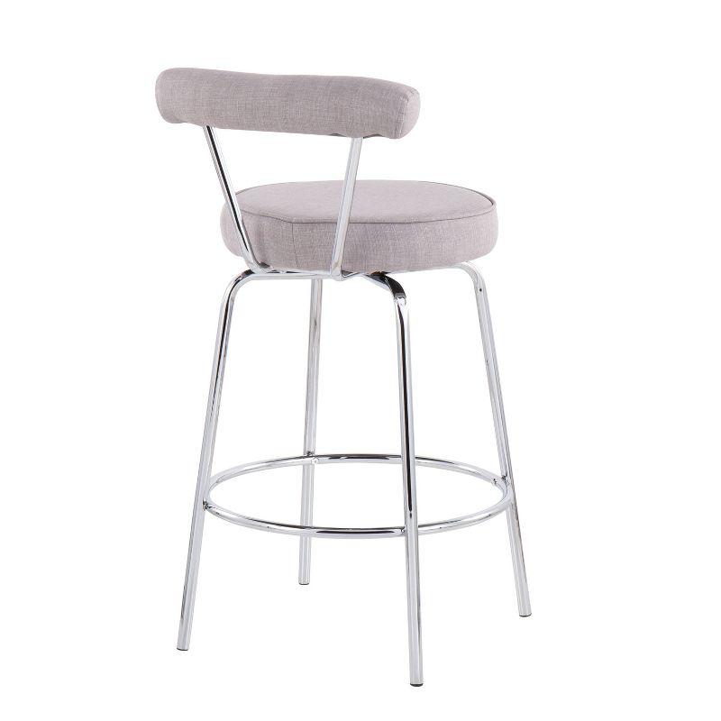 Contemporary Chrome 20" Swivel Counter Stool in Light Grey