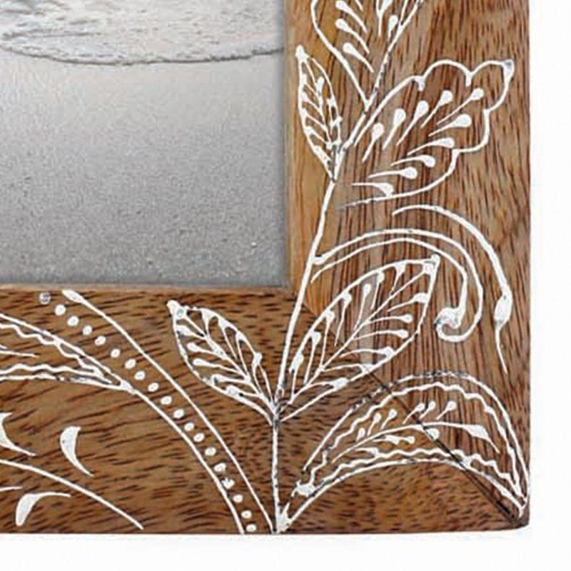 Natural Wood 4 x 6 inch Floral Pattern Decorative Wood Picture Frame - Foreside Home & Garden