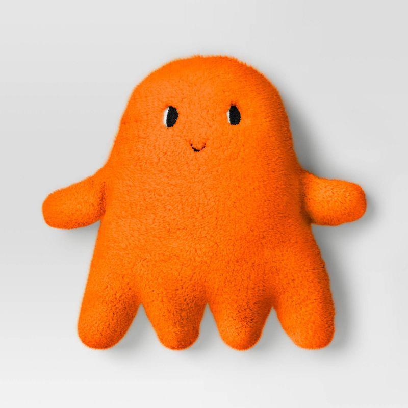 Ghost Shaped Faux Shearling Halloween Throw Pillow Orange - Hyde and EEK! Boutique™: Novelty Design, Indoor Decor, Polyester Fill