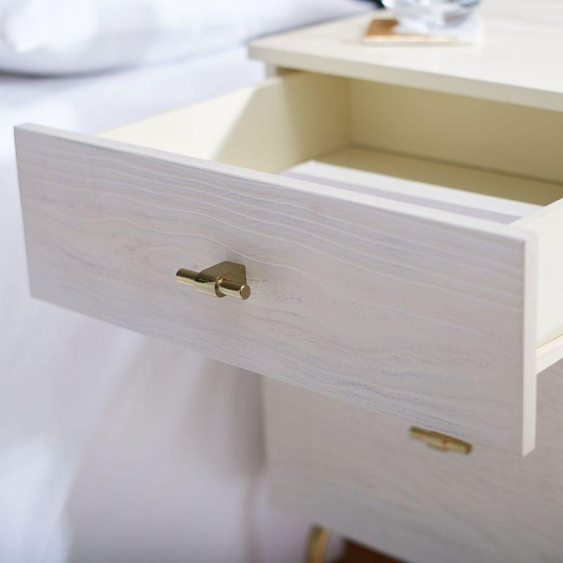 Genevieve 2 Drawer Nightstand - Cream/White Washed - Safavieh.